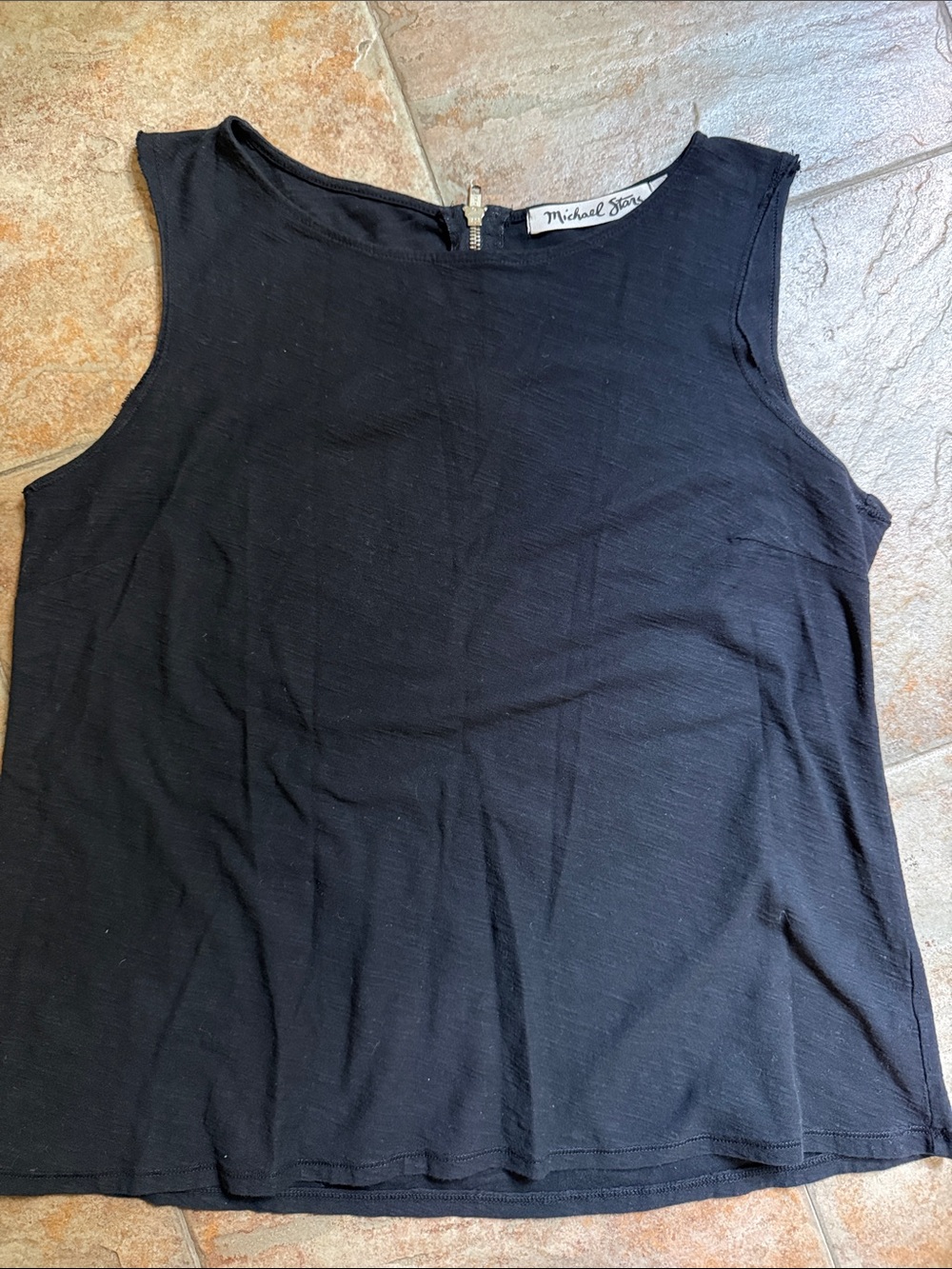 Michael Stars Black Crewneck Sleeveless Tank with back zipper